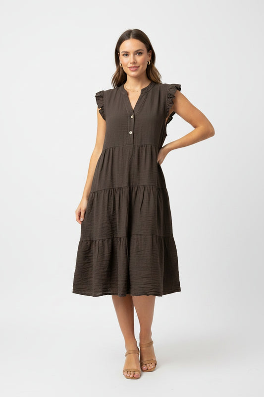 VESTIDO FRANJAS-MARRÓN