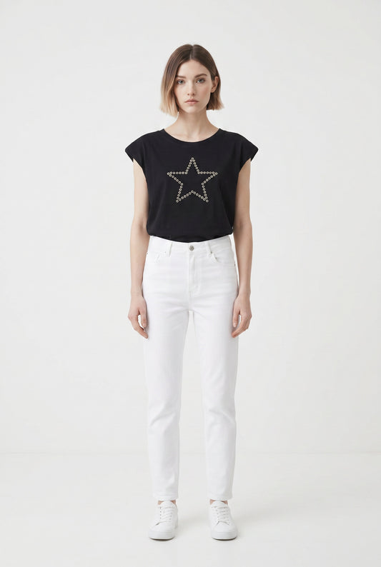 CAMISETA HOMBRERA ESTRELLA- NEGRA