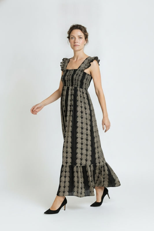 VESTIDO CENEFAS- VOL- NEGRO