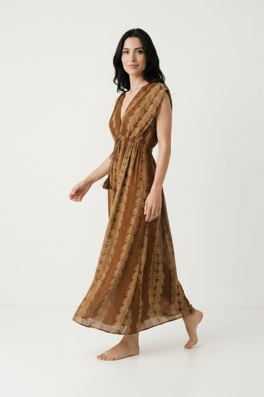 VESTIDO CENEFAS-TA- MARRÓN