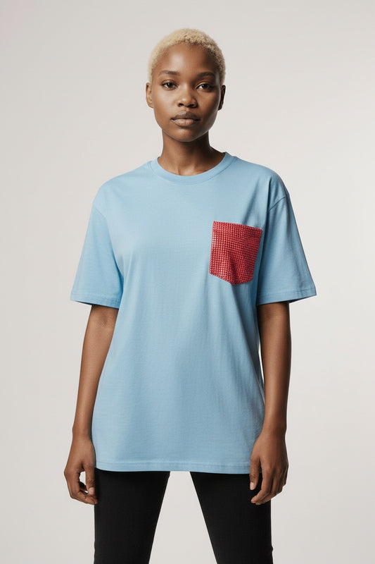 CAMISETA BOLSILLO -AZUL