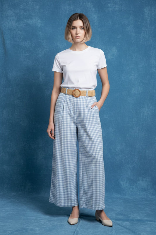 PANTALÓN CUADRO VICHY- AZUL