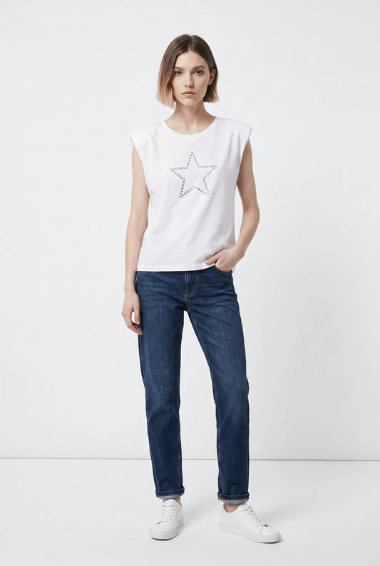 CAMISETA HOMBRERA ESTRELLA-BLANCA