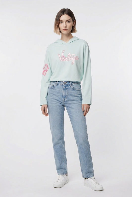 SUDADERA VINTAGE-TURQUESA