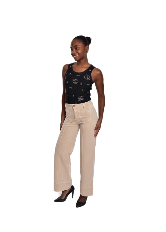 PANTALÓN CAMPANA- BEIGE