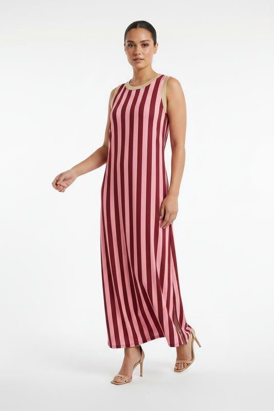 VESTIDO RAYAS GLITTER-ROSA