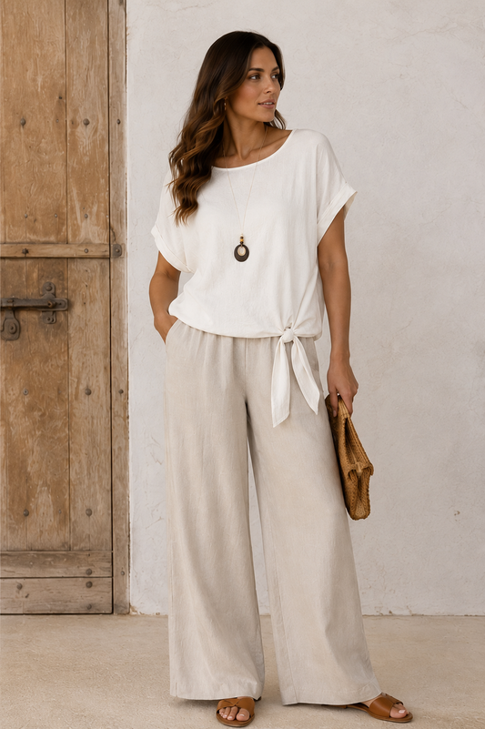 BLUSA ANUDADA-BEIGE
