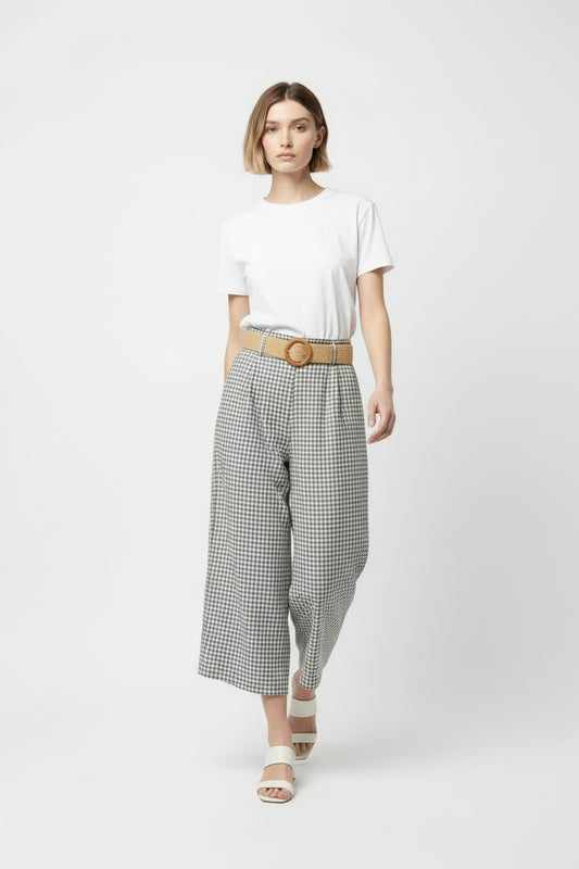 PANTALÓN CUADRO VICHY- KHAKI