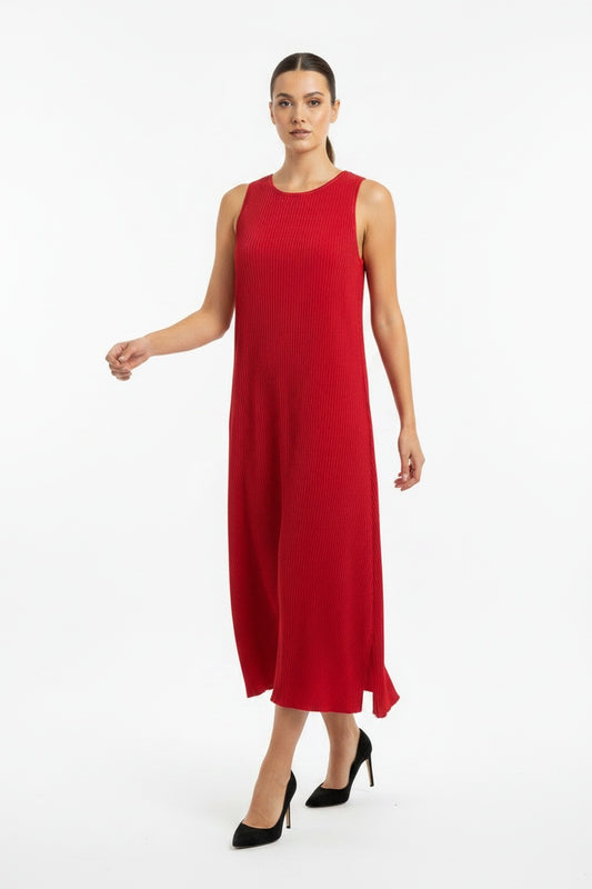 VESTIDO PLISADO-ROJO
