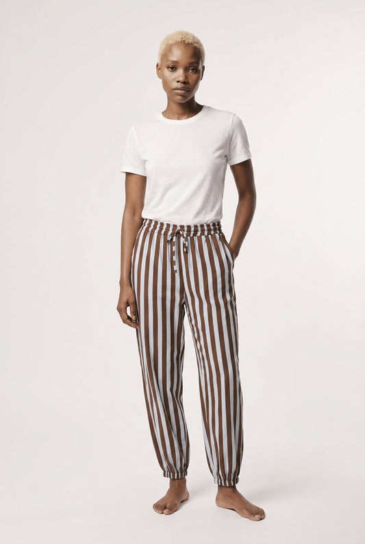 PANTALÓN RAYAS BOMBACHO-MARRÓN