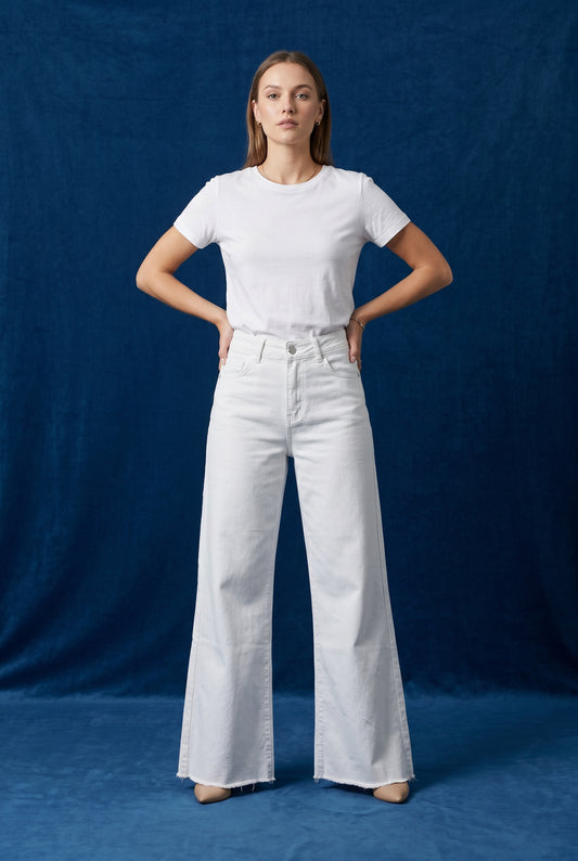 PANTALÓN VIVID DESFLECADO-BLANCO