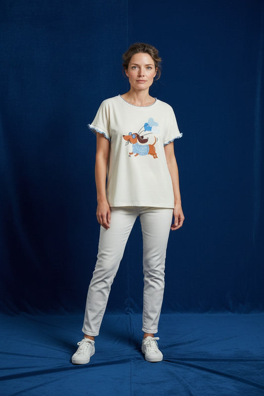 CAMISETA PERRITO GLOBOS-AZUL