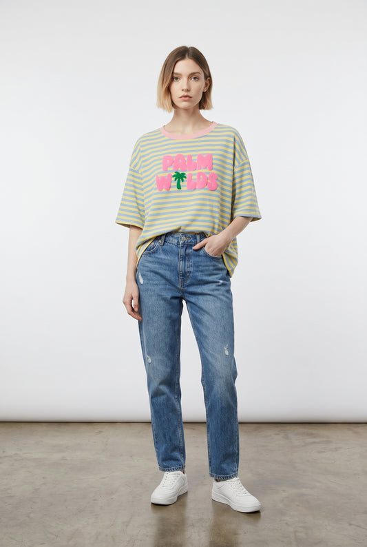 CAMISETA PALM WILDS-AZUL