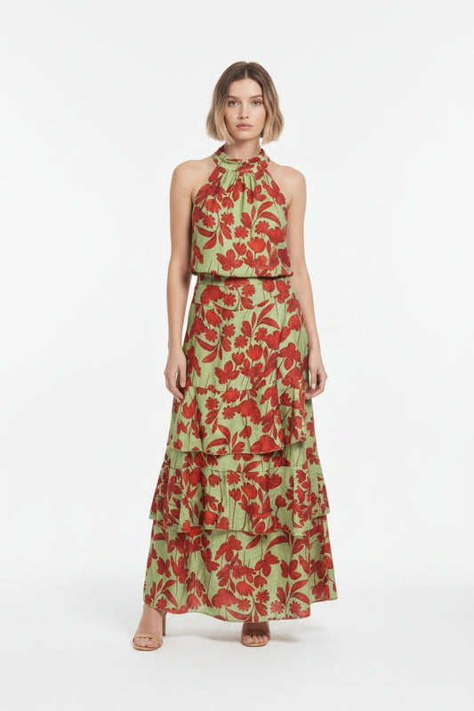 CONJUNTO FLORAL-VERDE