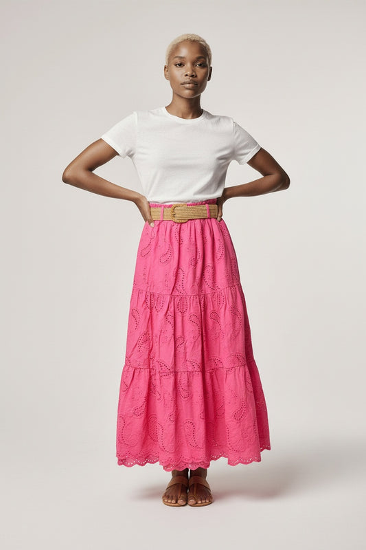 FALDA TROQUELADA-FUSCIA