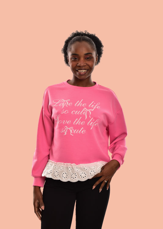 SUDADERA LIFE-ROSA