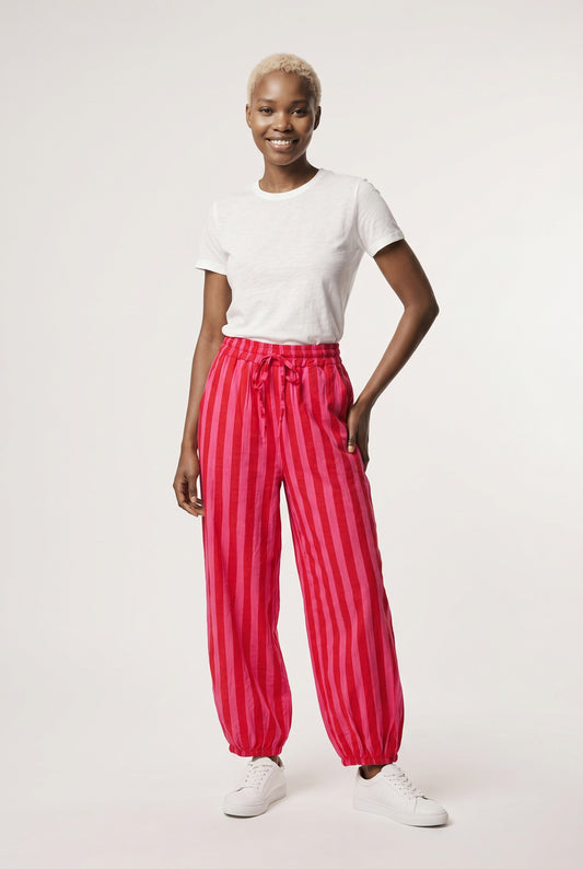 PANTALÓN RAYAS BOMBACHO-ROJO
