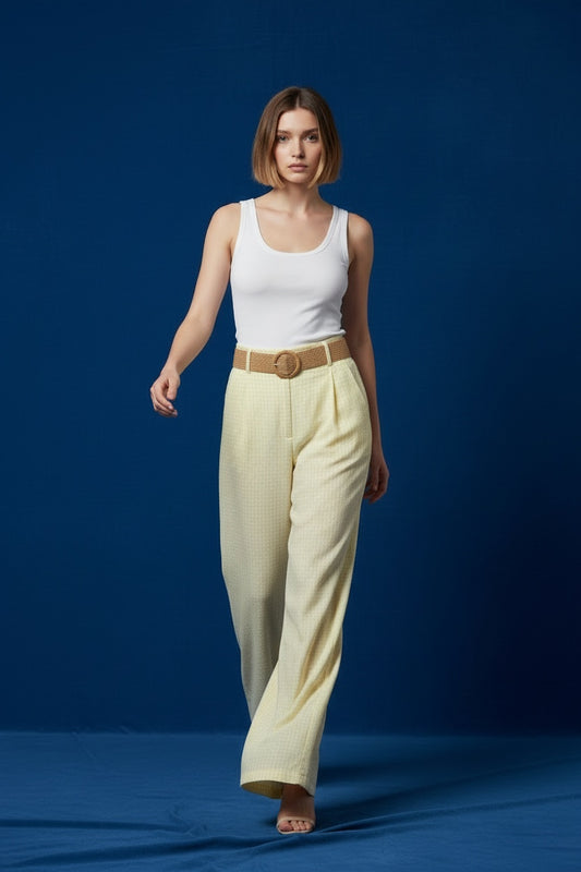 PANTALÓN CUADRO VICHY- AMARILLO