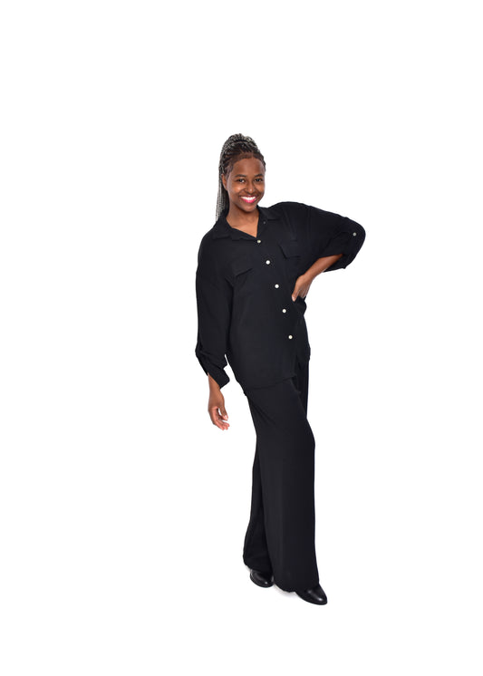 CONJUNTO  BLUSA+ PANTALÓN- NEGRO