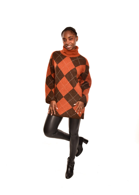 JERSEY CUELLO VUELTO ROMBOS-TEJA