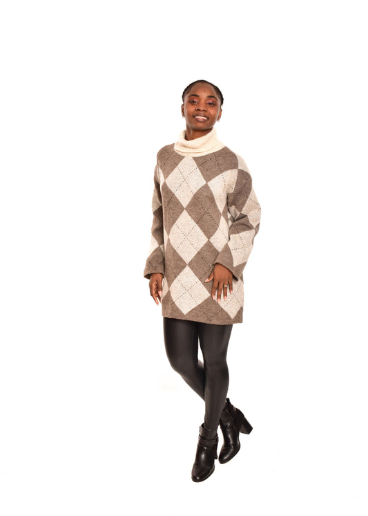 JERSEY CUELLO VUELTO ROMBOS-BEIGE