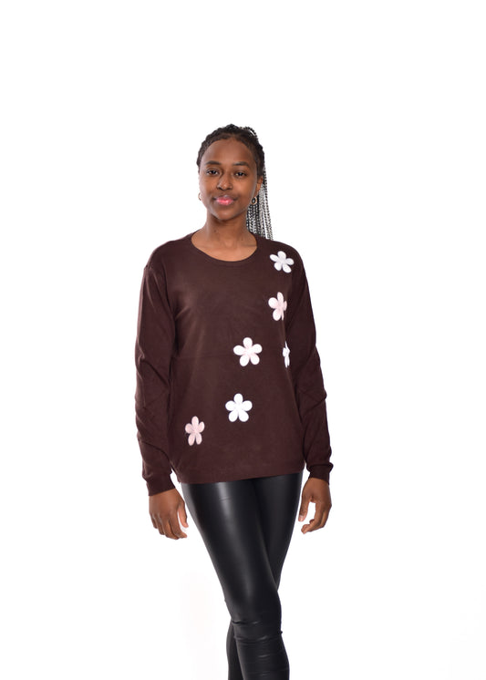 JERSEY FLORES- MARRÓN