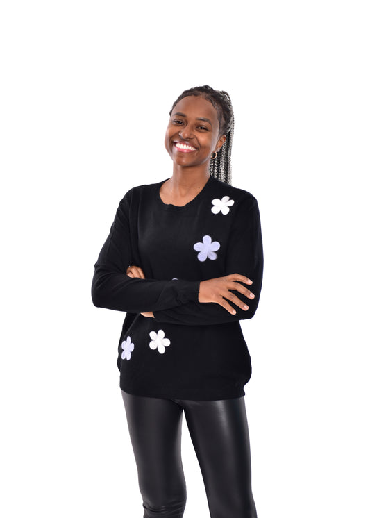 JERSEY FLORES- NEGRO