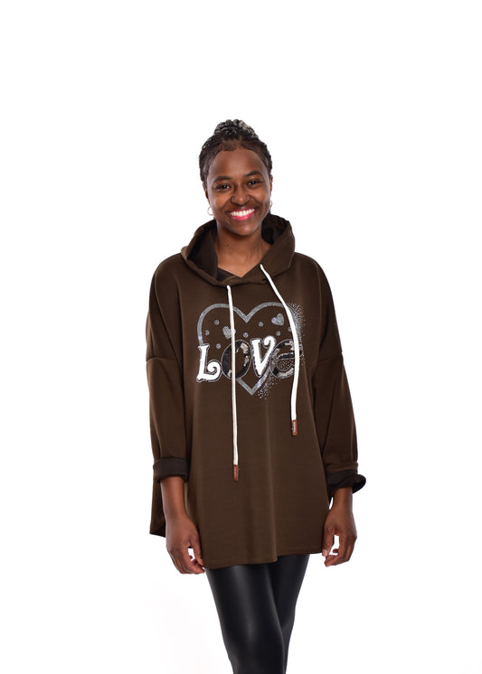 SUDADERA LOVE-MARRÓN