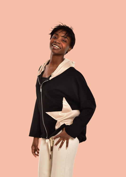 CHAQUETA NEGRA ALGODÓN ESTRELLA+ ENVIO GRATIS