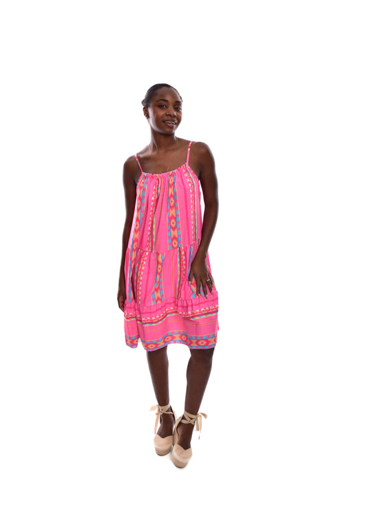 VESTIDO CENEFAS-FUCSIA