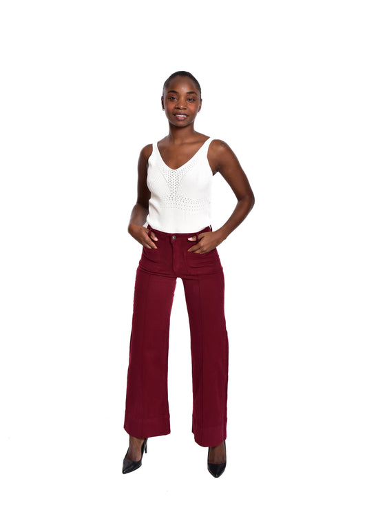 PANTALÓN CAMPANA GRANATE