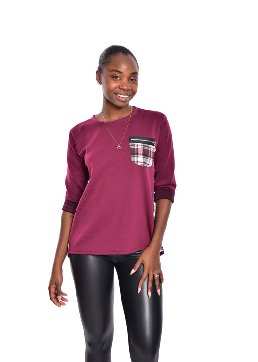 SUDADERA CUADROS-GRANATE