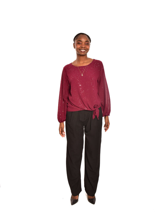 BLUSA ANUDADA-GRANATE