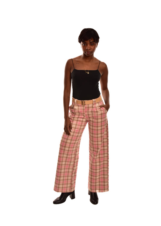 PANTALÓN B CUADROS- ROSA