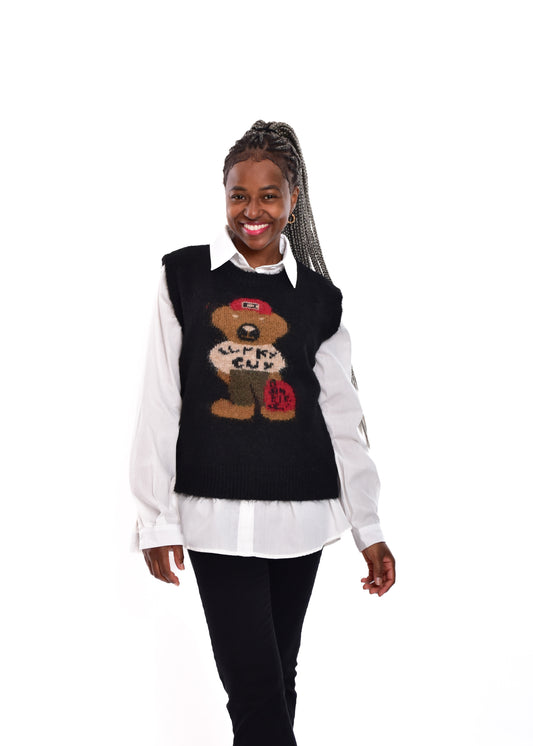 CHALECO + BLUSA OSO/NEGRO