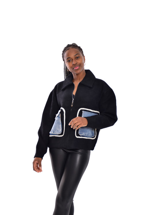 BOMBER BOLSILLOS-NEGRO