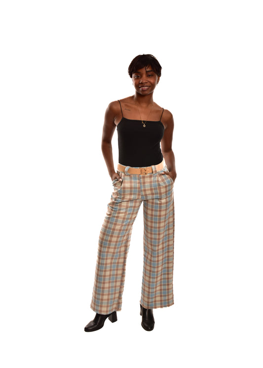 PANTALÓN B CUADROS- AZUL