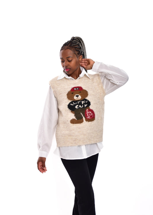 CHALECO + BLUSA OSO/BEIGE