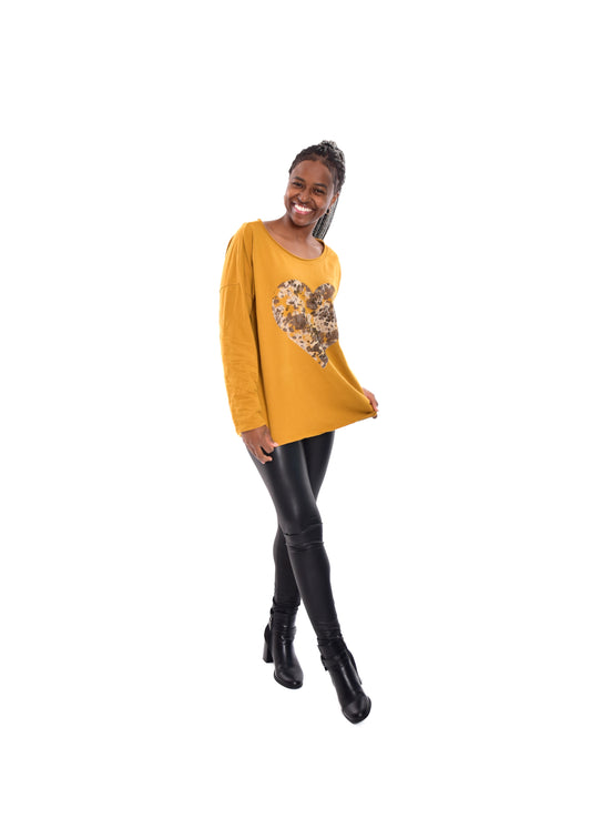 CAMISETA LOVE-MOSTAZA