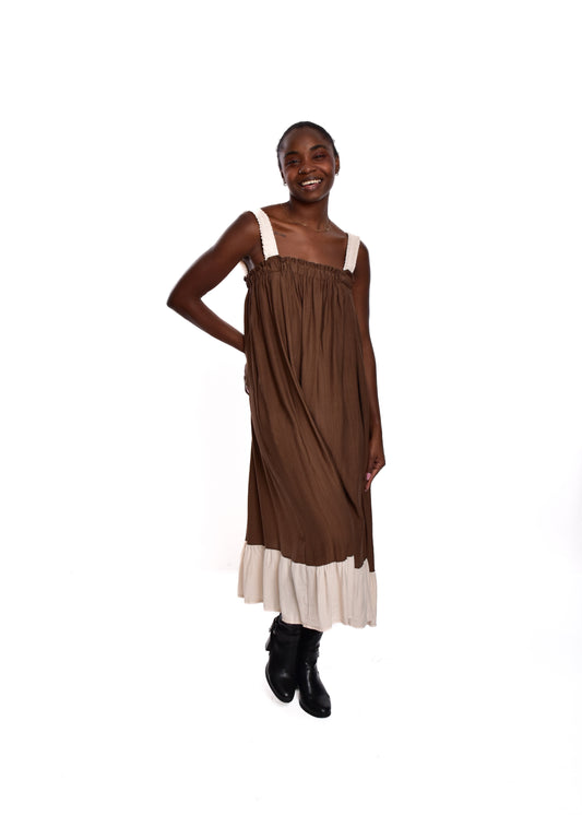 VESTIDO TIRANTE-MARRÓN