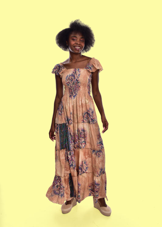 VESTIDO SEDA-MARRÓN