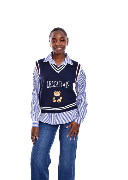 CHALECO + BLUSA AZUL