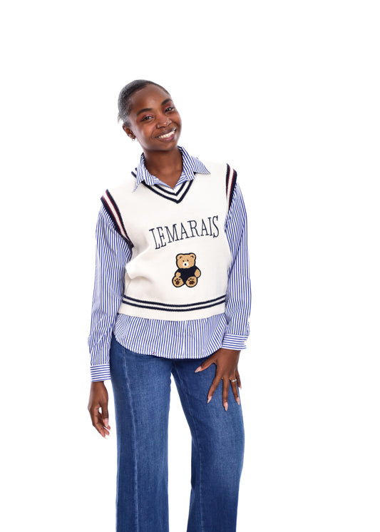 CHALECO + BLUSA CRUDO