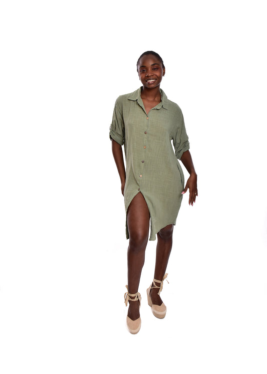 VESTIDO LINO-KHAKI