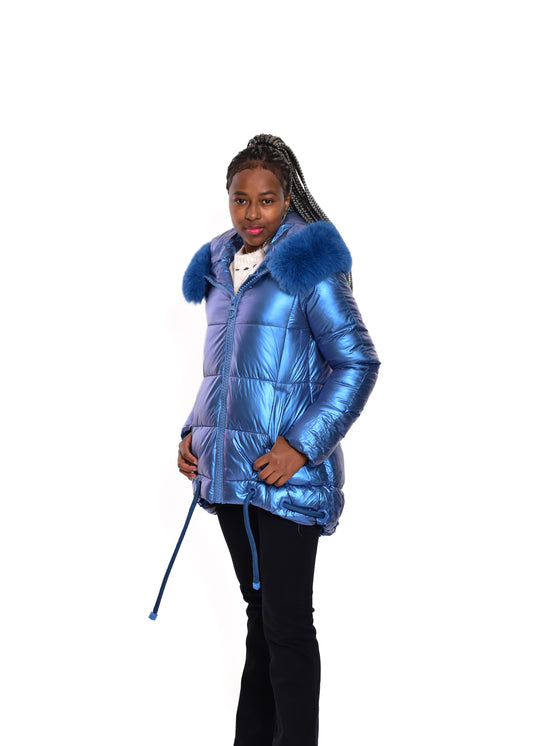 CAZADORA ZALIME-AZUL METALIZADO