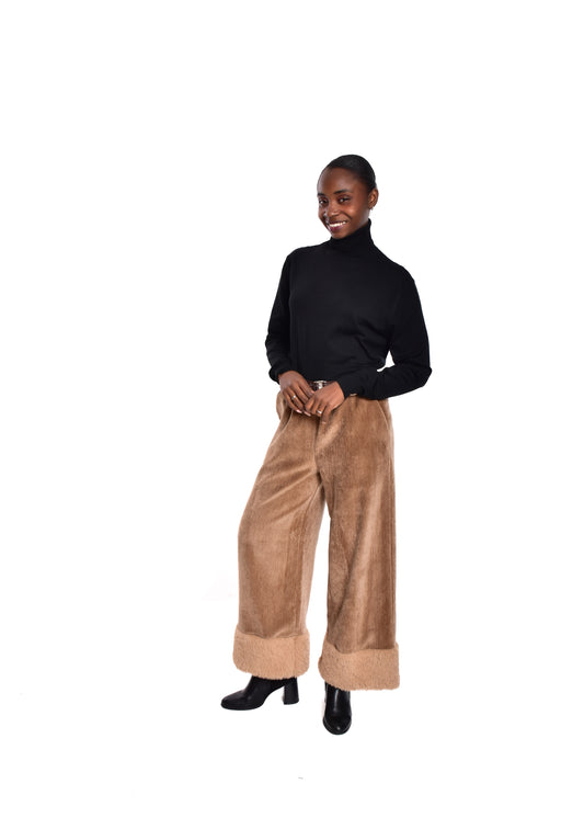 PANTALÓN ANCHO-MARRÓN