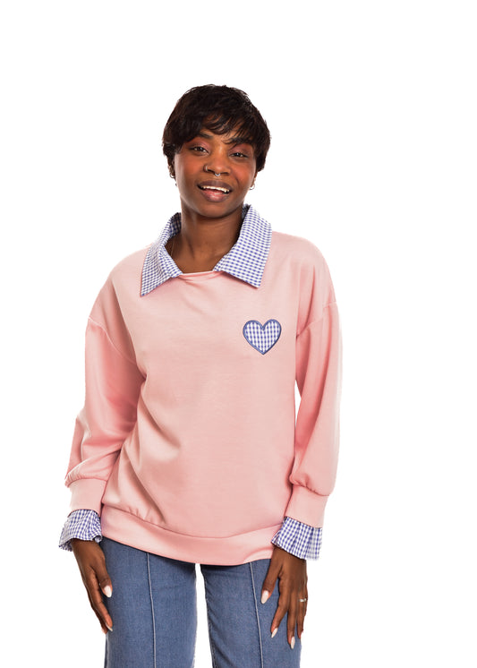 SUDADERA ROSA-LOVE VICHY