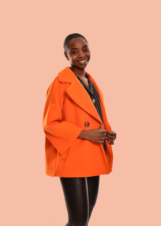 ABRIGO DE PAÑO CORTO-NARANJA