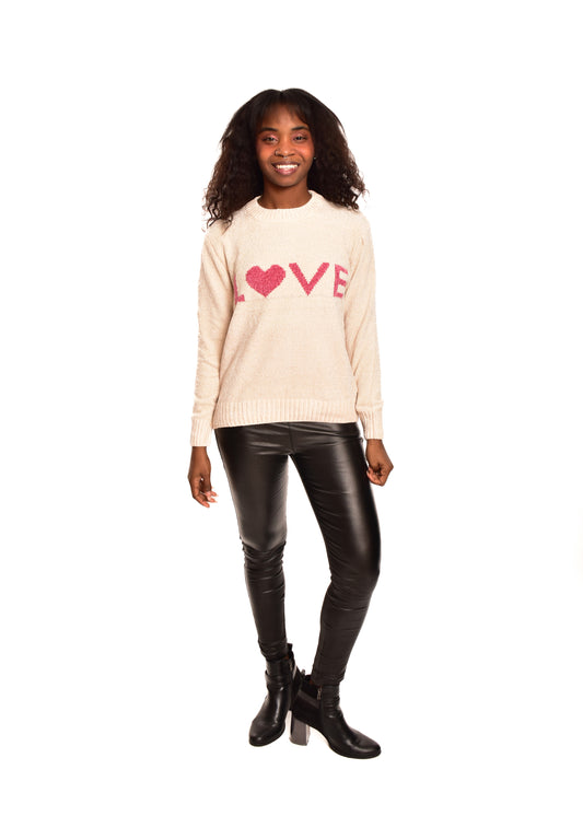 JERSEY CHENILLA LOVE-BEIGE