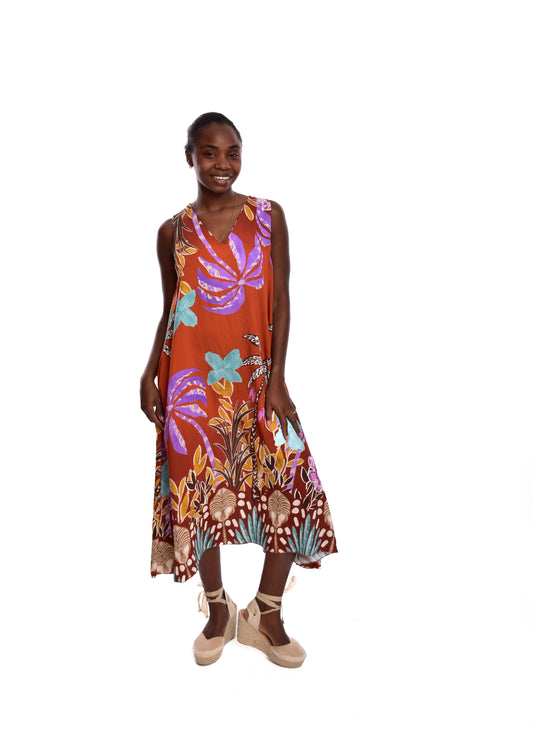 VESTIDO TROPICAL-TEJA